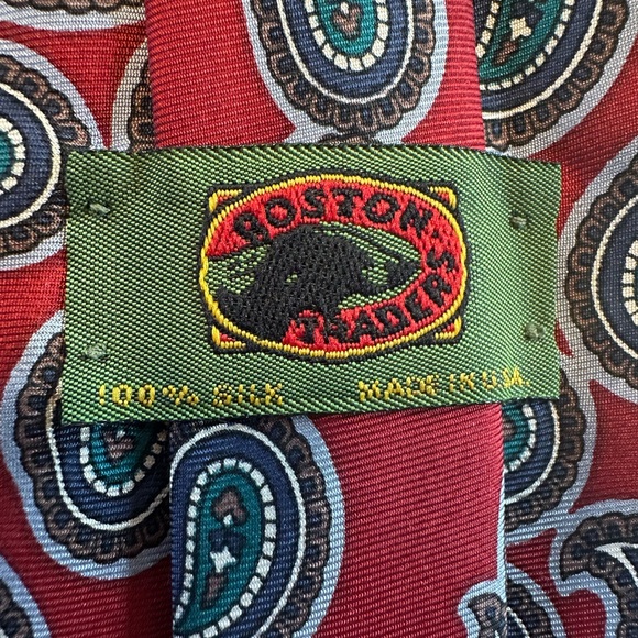 Vintage Boston Traders Silk Paisley Tie Red Teal Classic 90s Style 3.75”X 56” - Picture 2 of 13